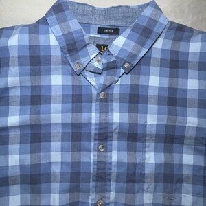 LEE Premium Select Shirt Mens Plaid Short Sleeve Button Down Stretch XL